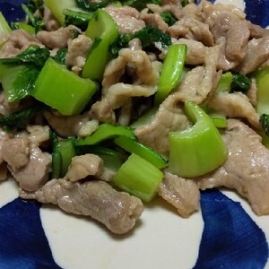 生姜焼き用豚肉と青梗菜の炒め物